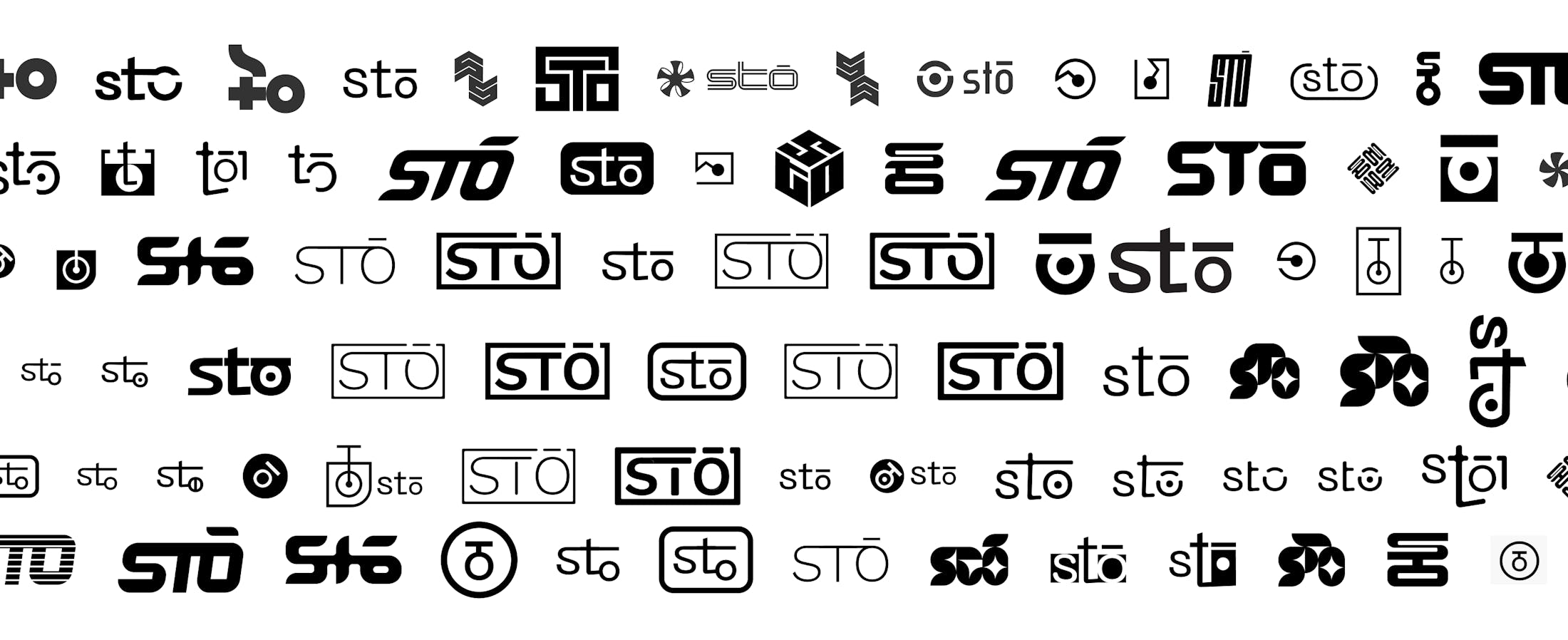 Collage of all of the different logo iterations we tried.