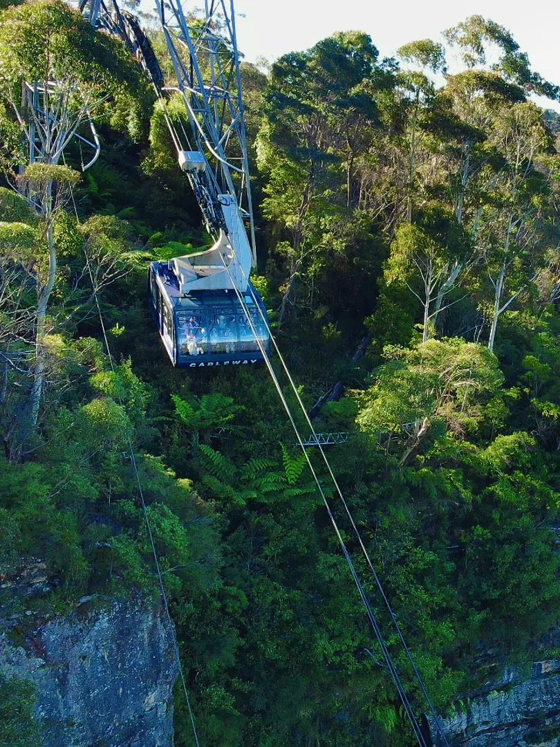 cableway descending into the valley