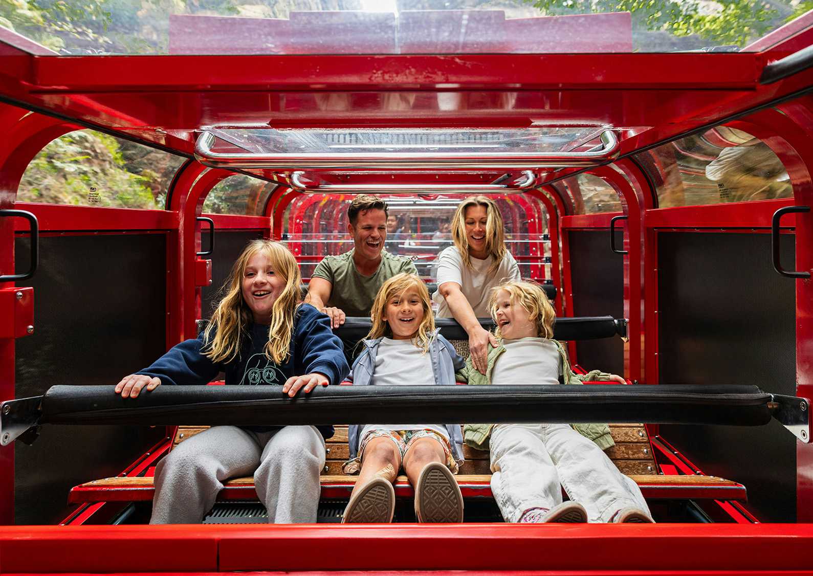 Family riding the Scenic Railway