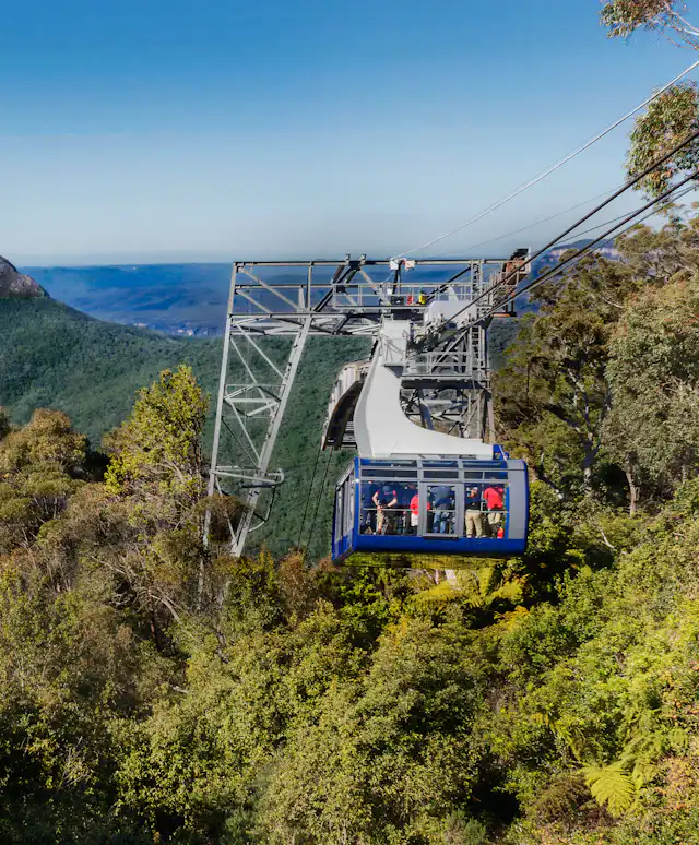 The Scenic Cableway over the rainforest with Mount Solitairy in the background