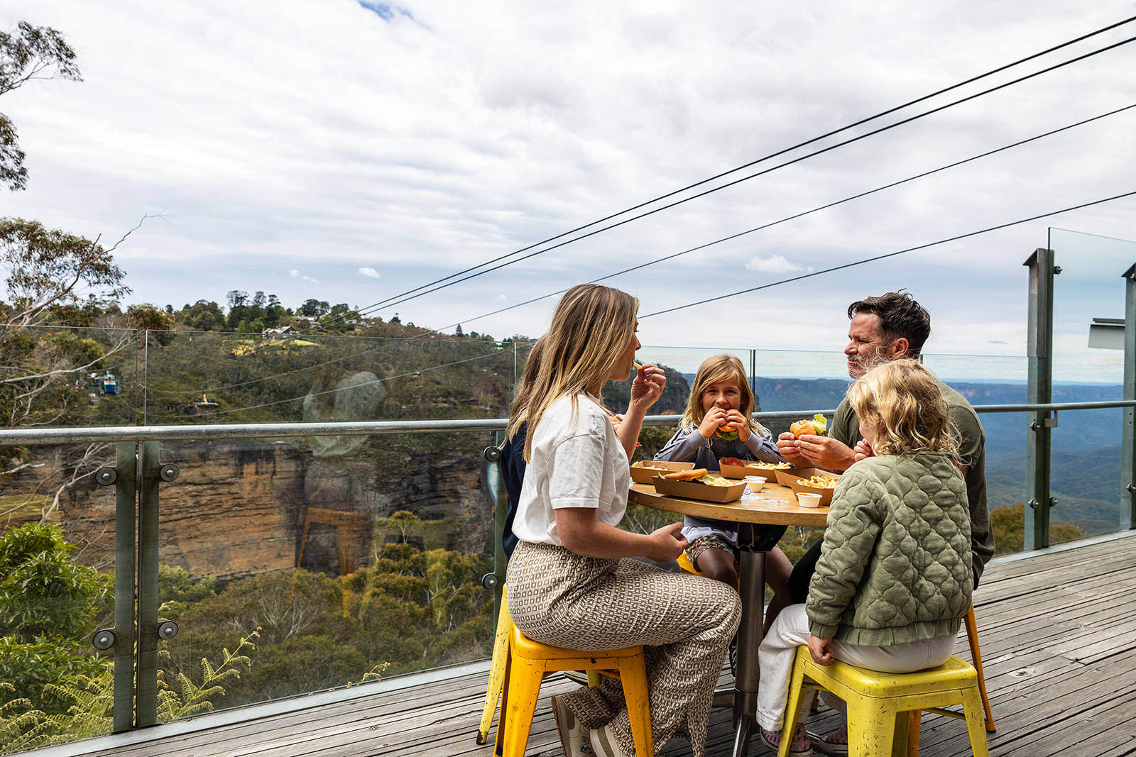 Family eating lunch at Scenic World