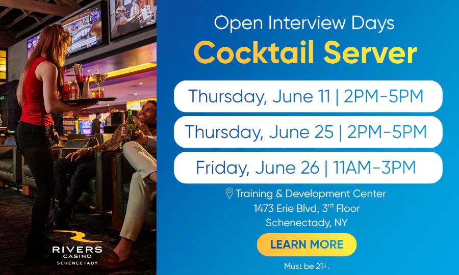 Rivers Casino Schenectady To Hold Cocktail Server Hiring Fairs