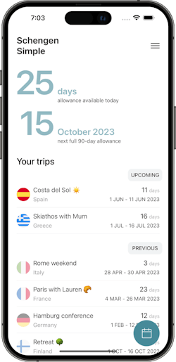 The app's dashboard