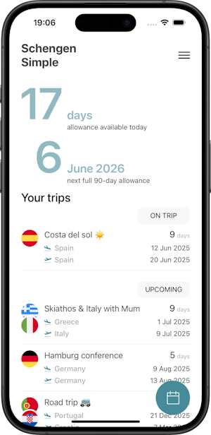 The app's dashboard