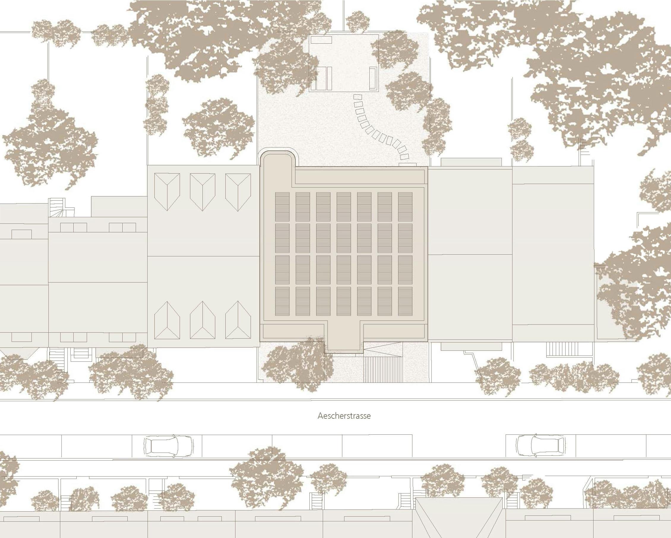 Aescherstrasse Basel, Bauplan, Frontalansicht