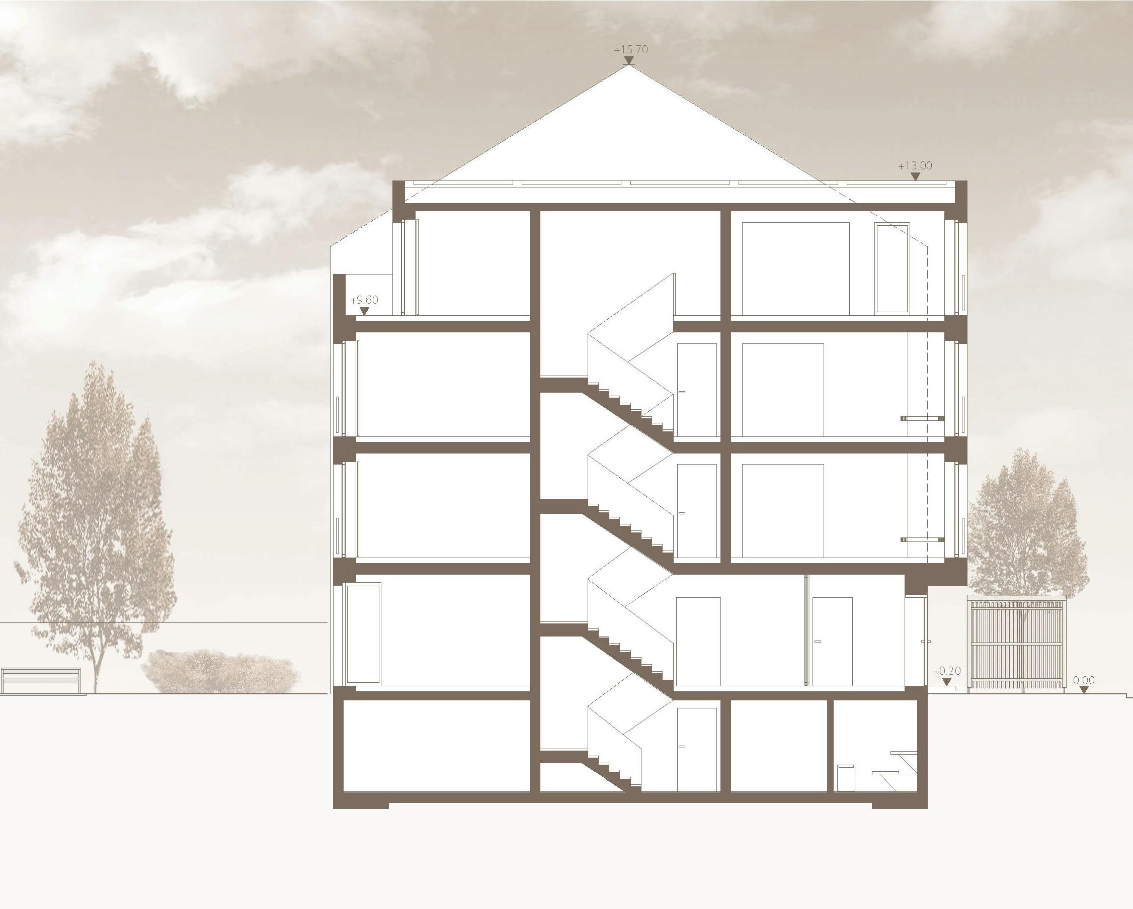 Aeschenstrasse Basel, Plan, Seitenansicht