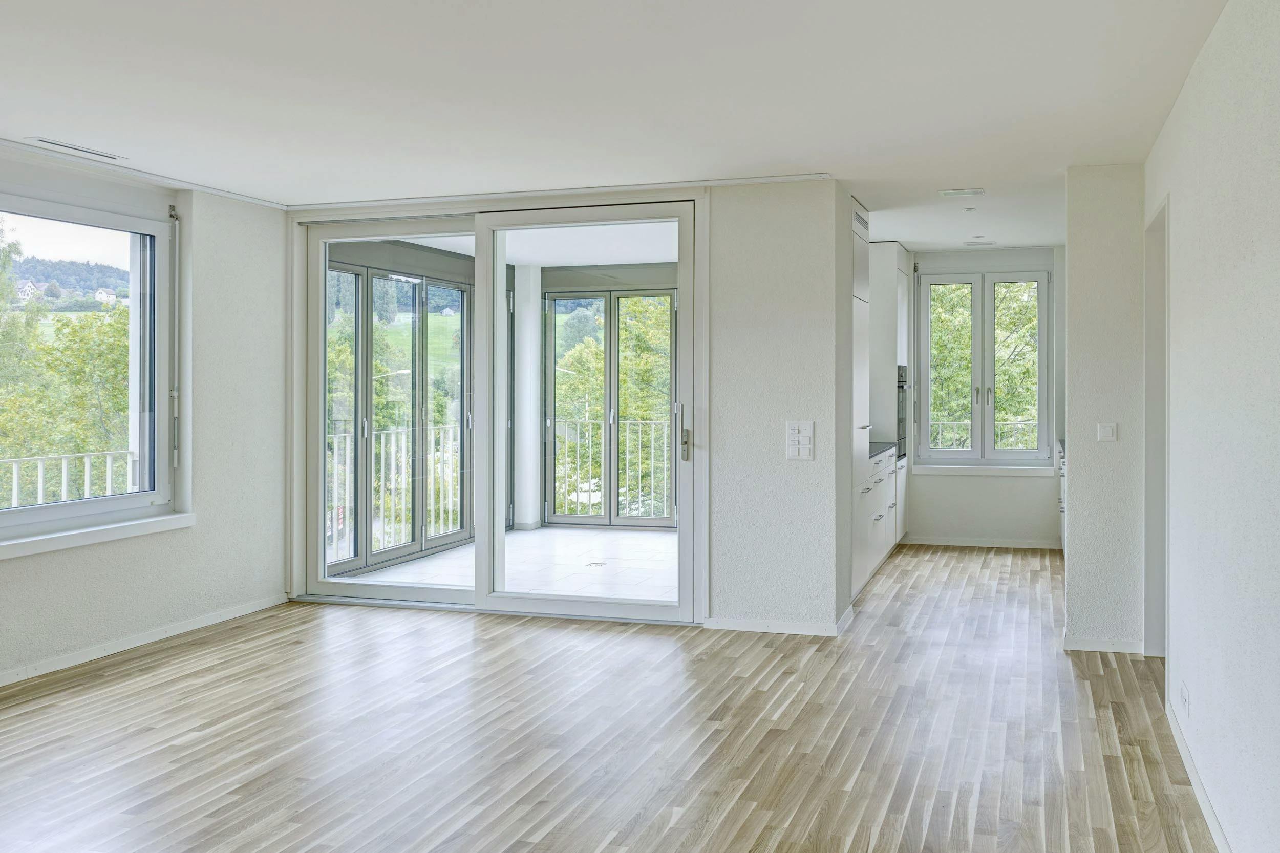 Wohnsiedliung LIVIO, Bülach, Wohnzimmer mit Wintergarten