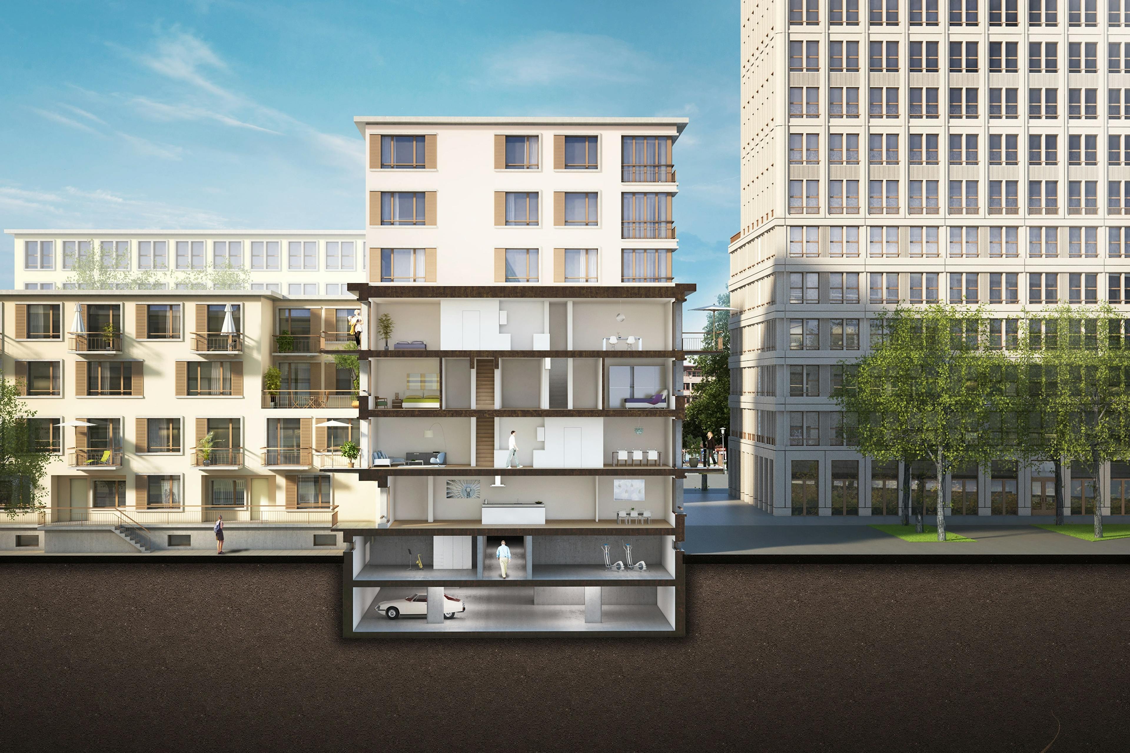 Torfeld Süd Aarau, Seitenschnitt Rendering