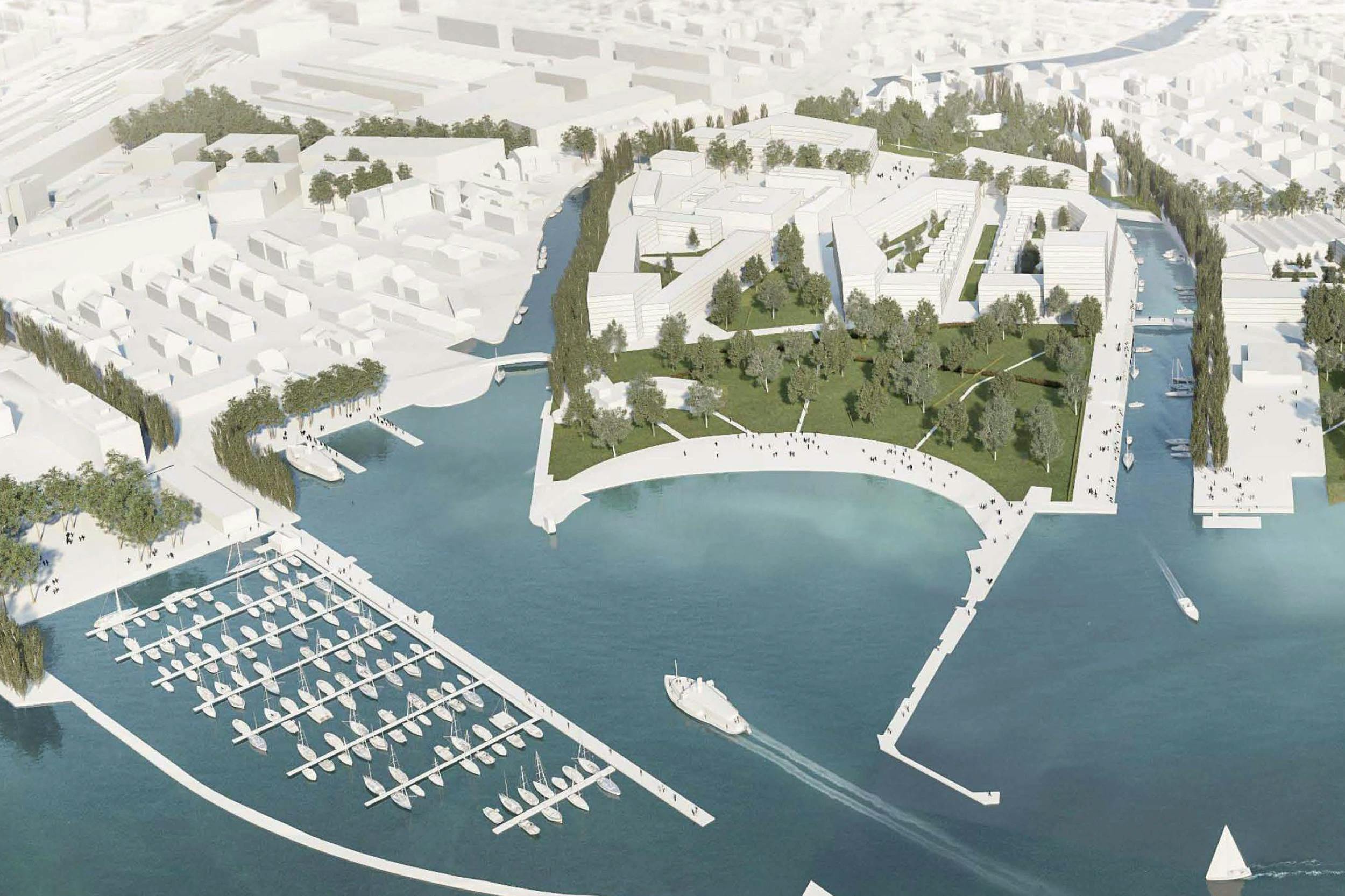 Les Iles de la Vie, Biel & Nidau, Vogelperspektive Modell