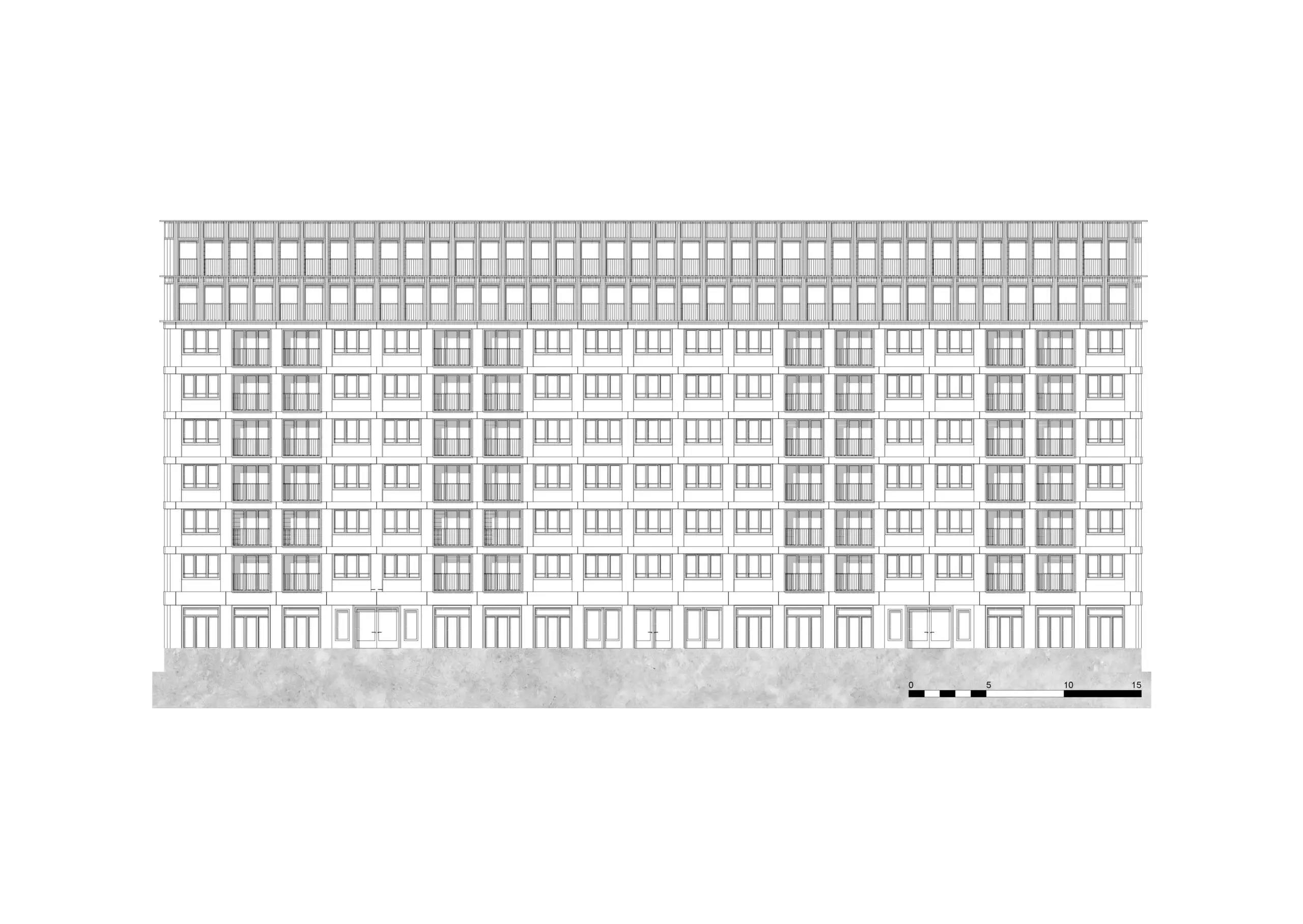 Bayernkaserne, München, Bauplan Seitlich
