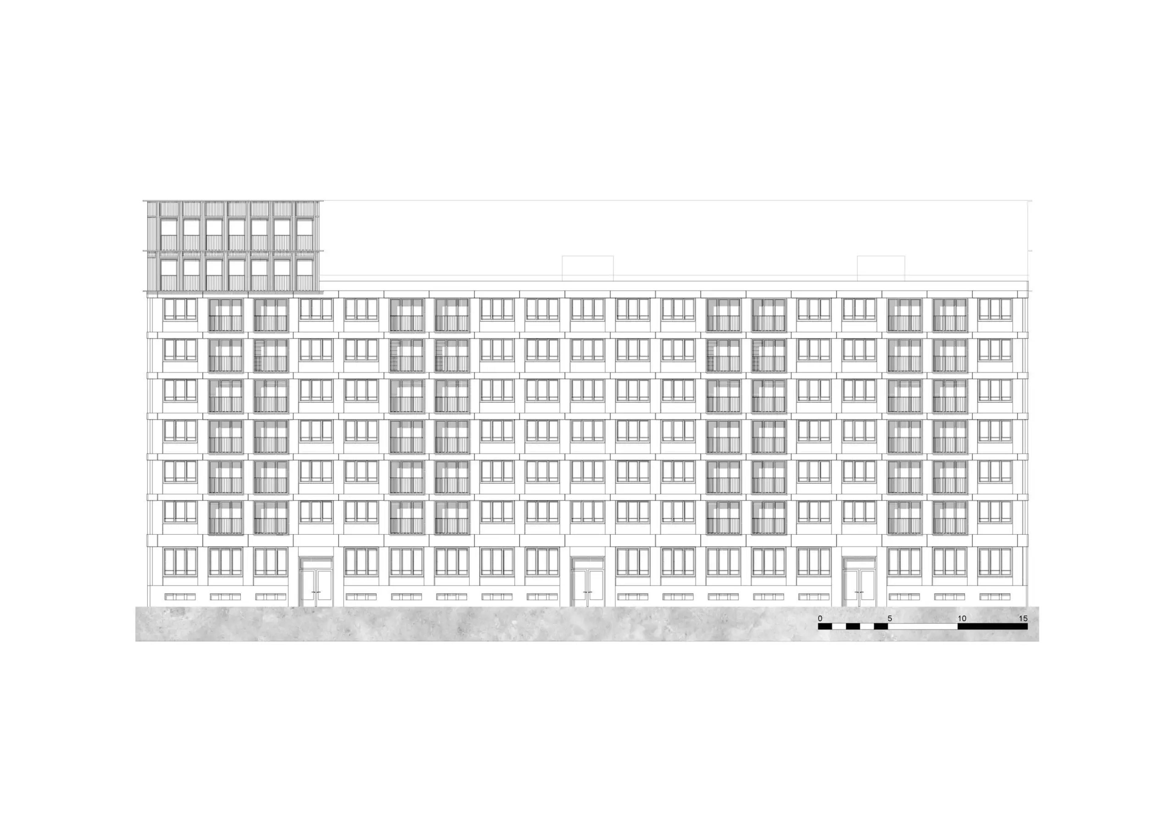 Bayernkaserne, München, Bauplan Ansicht West