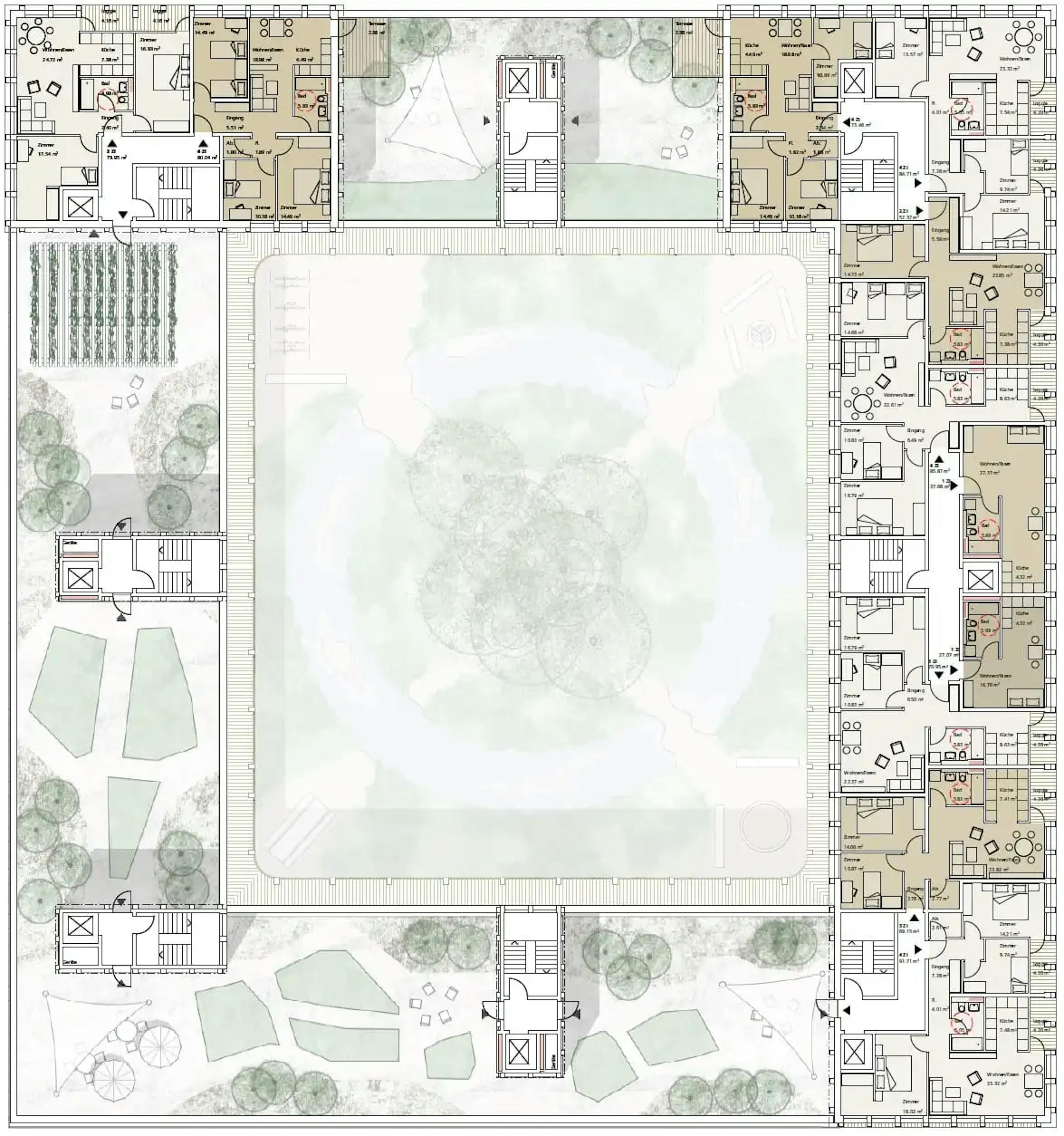 Bayernkaserne, München, Plan Ansicht Oben