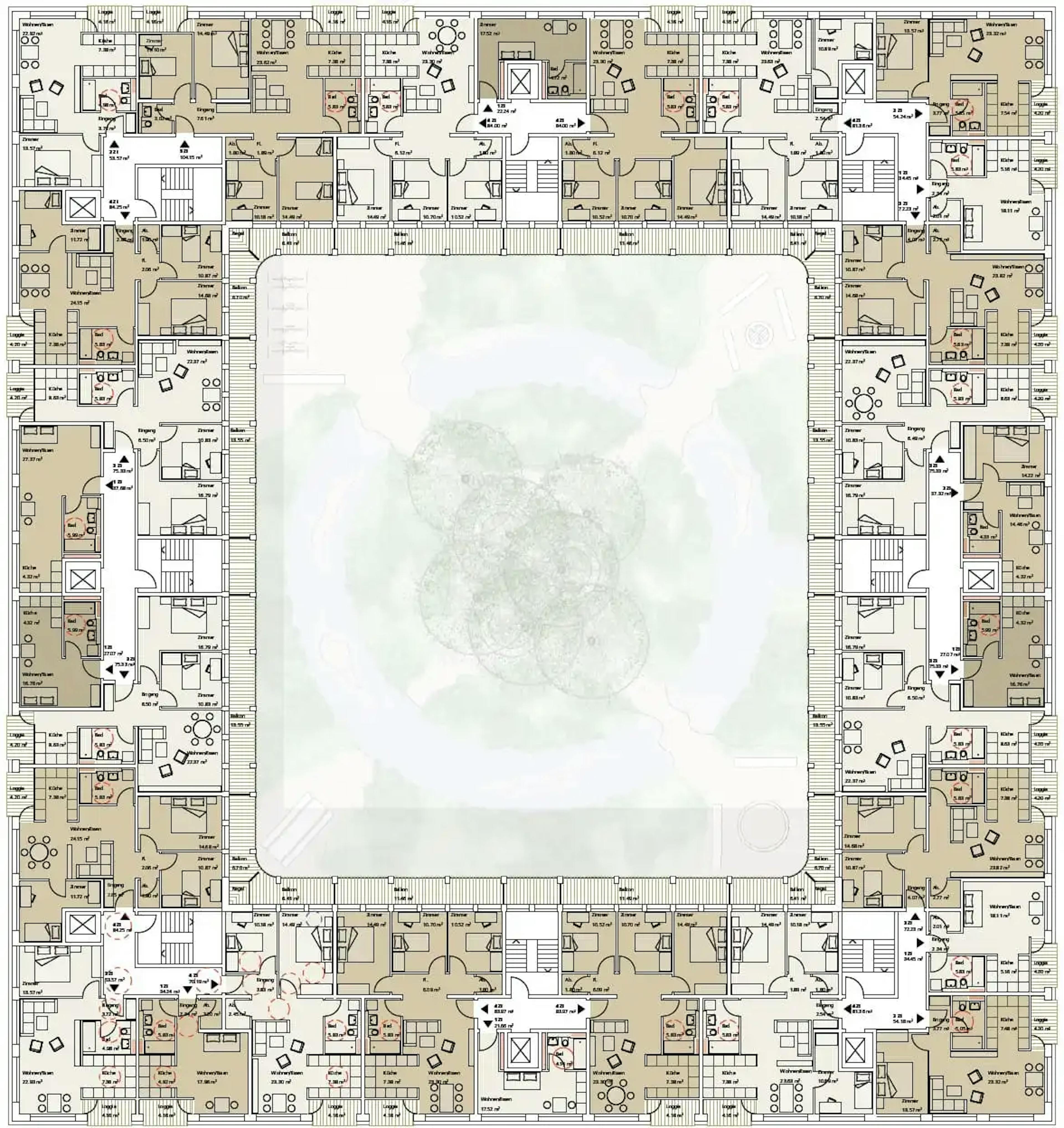 Bayernkaserne, München, Plan Ansicht Oben