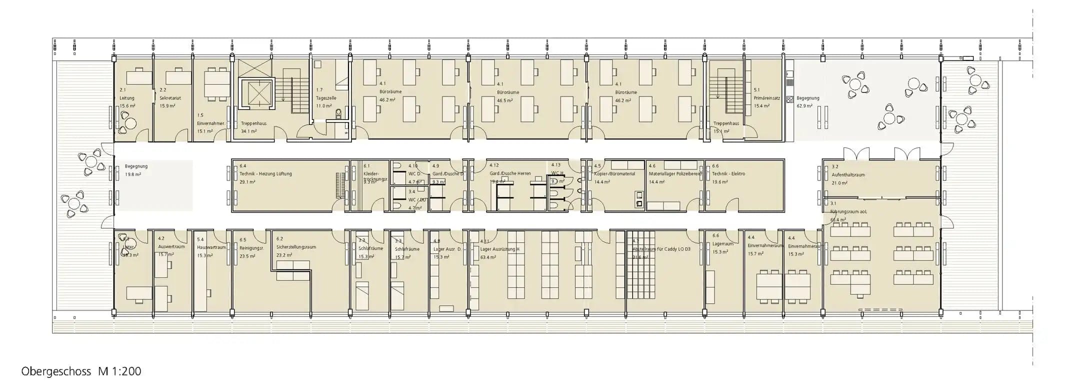 Kommandobrücke, Chur, Plan Obergeschoss