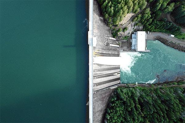 View from above a hydroelectric dam