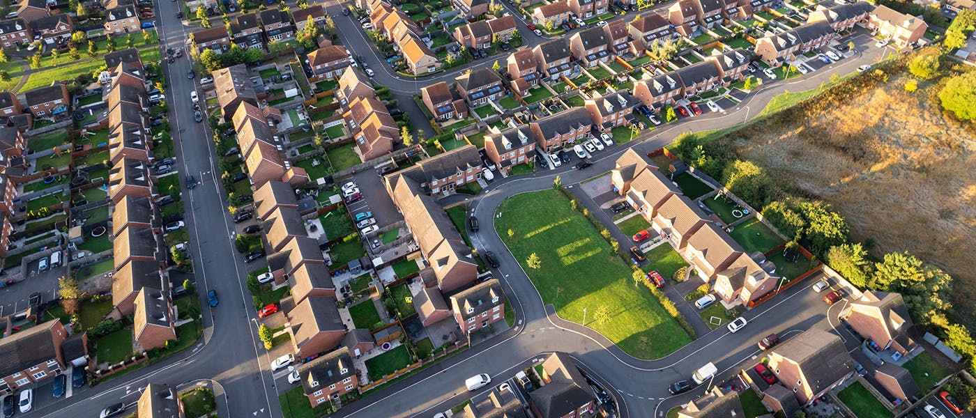 Aerial view of a housing estate