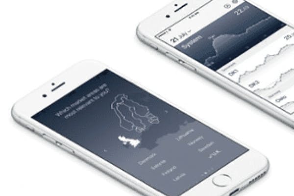 Mobile phones showing Nord Pool app