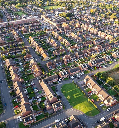 Aerial view of a housing estate