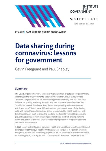 Report image - Data sharing during coronavirus: lessons for government