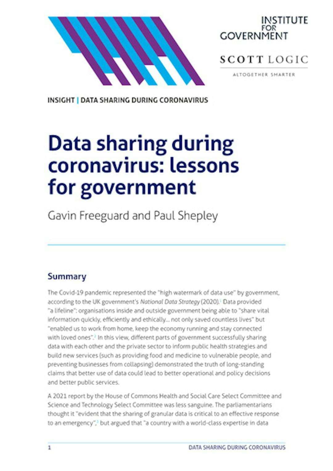 Report image - Data sharing during coronavirus: lessons for government