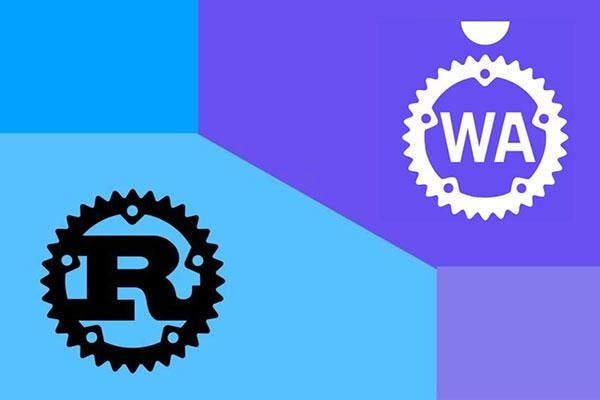 Graphic showing the Rust and WebAssembly logos