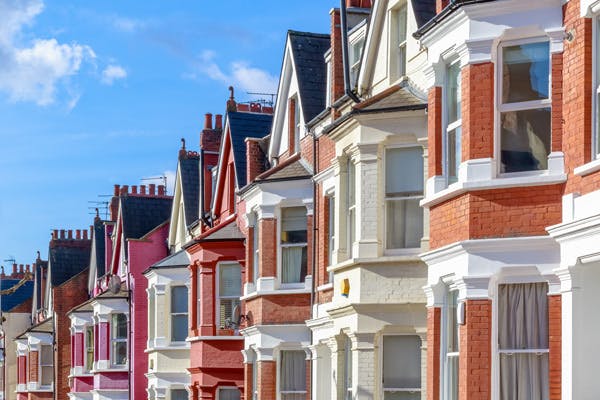 A row of houses on a sunny day