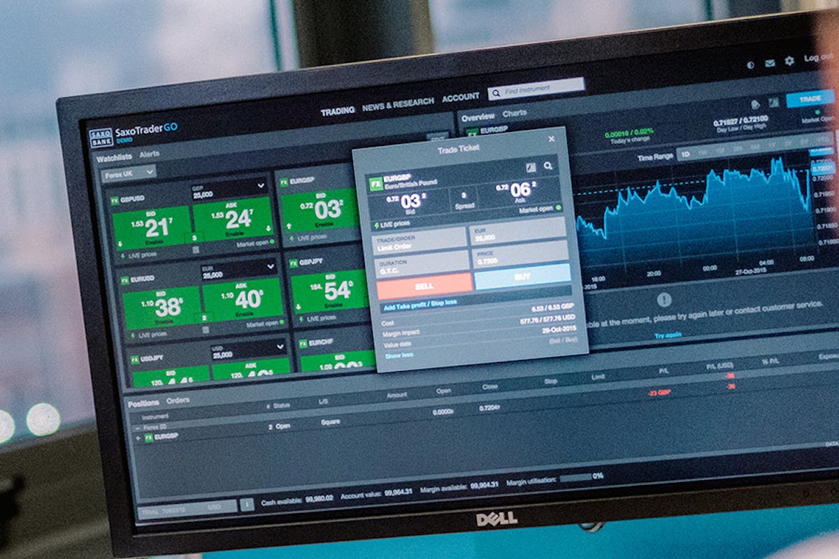 People looking at a trading dashboard