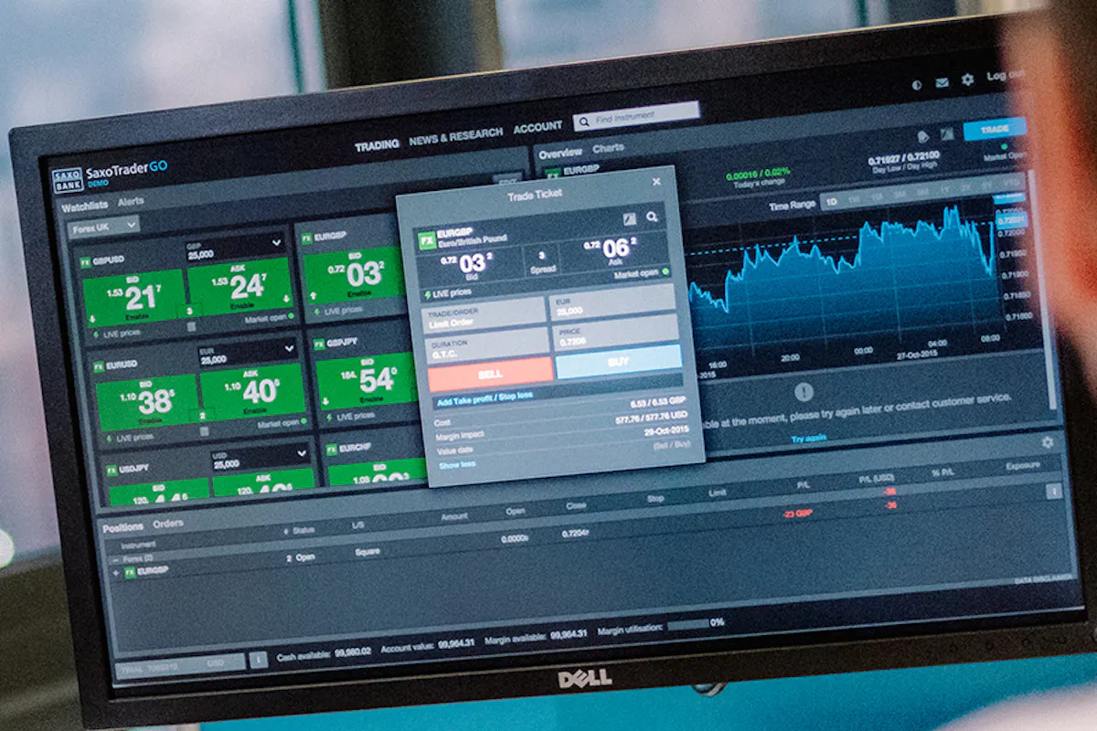 People looking at a trading dashboard