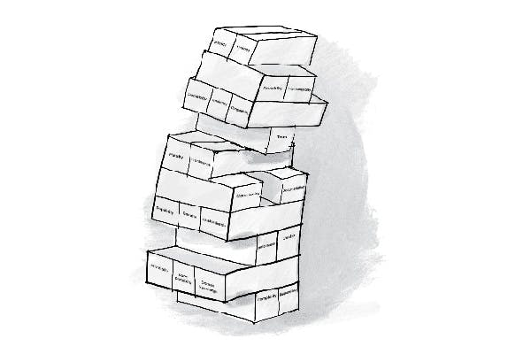 Drawing of a game of Jenga