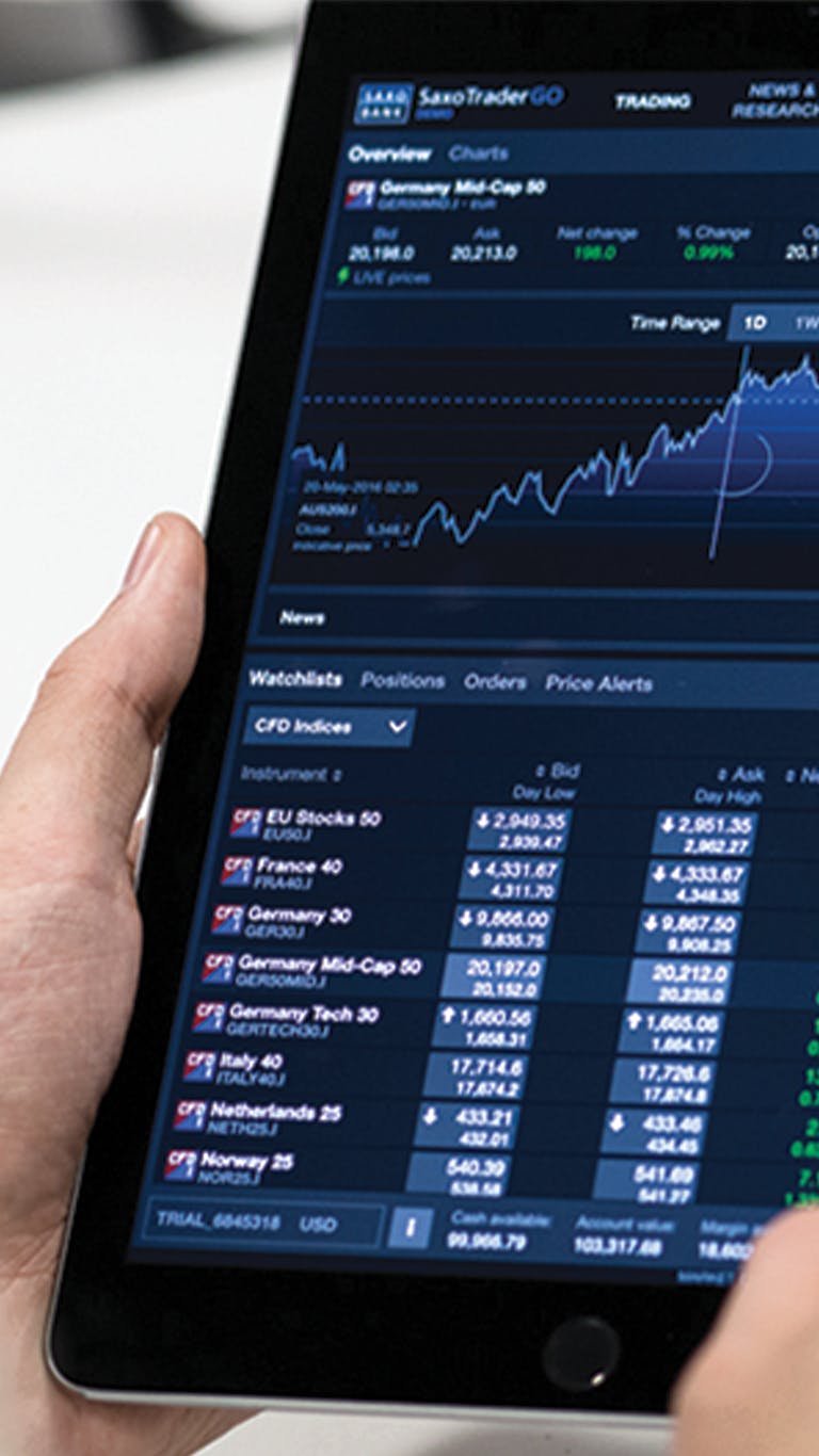 Person holding a tablet that is displaying a graph