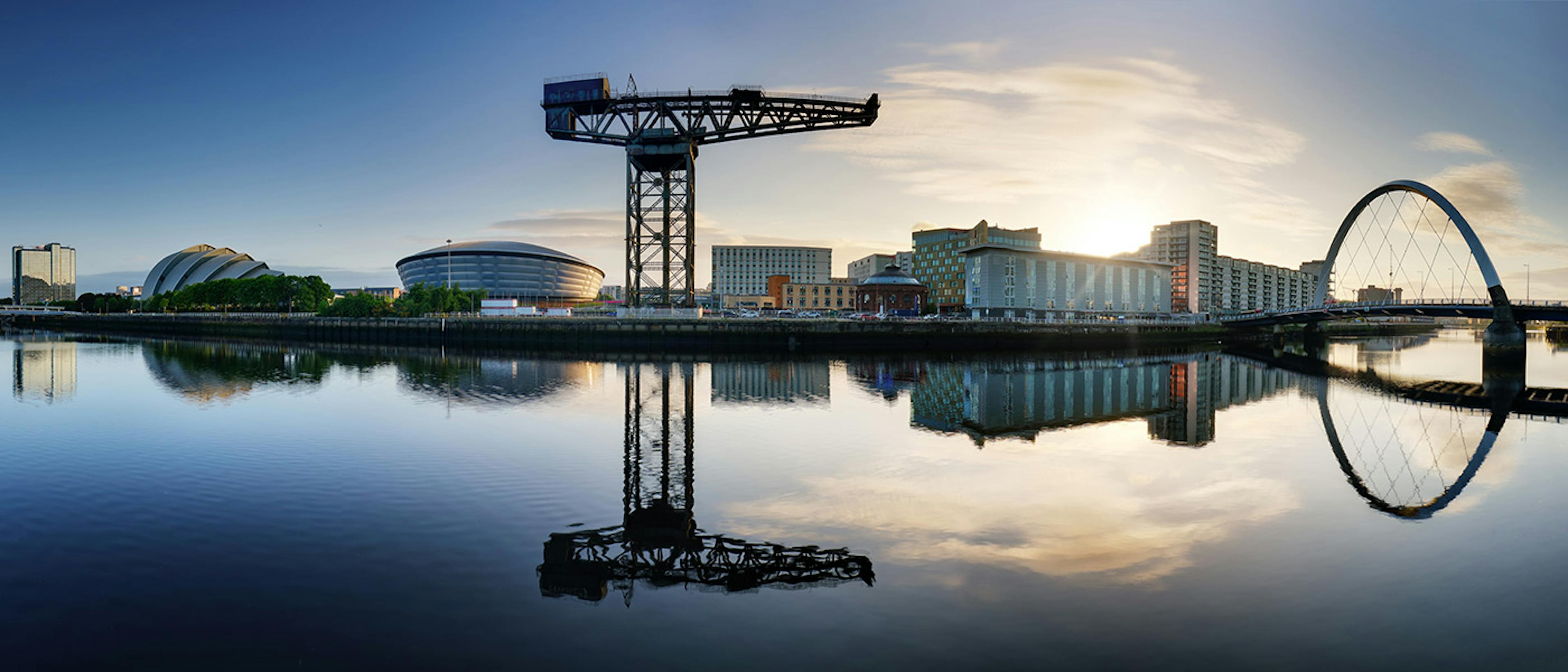 View of the River Clyde in Glasgow with buildings on the far side