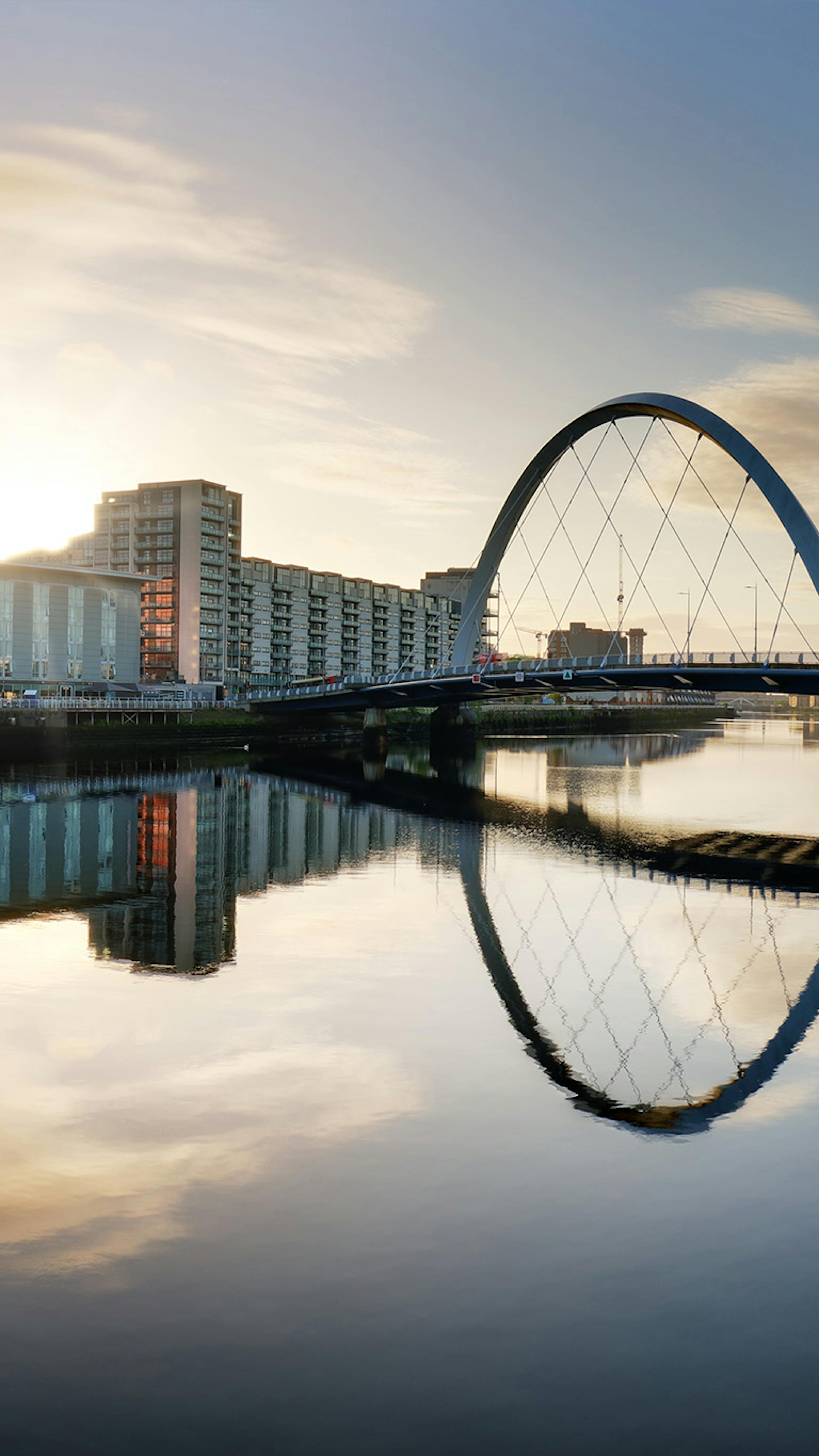 View of the River Clyde in Glasgow with buildings on the far side