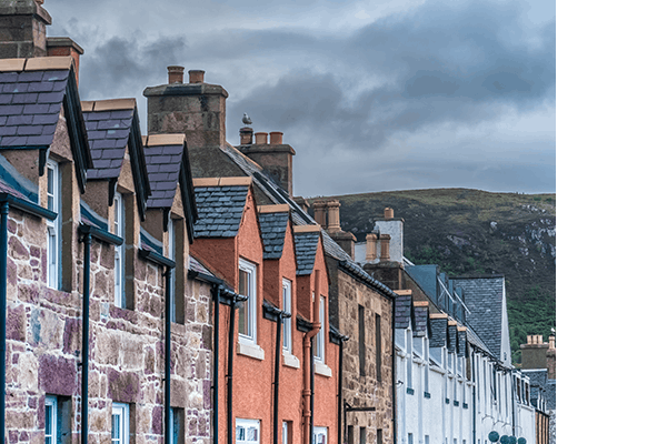 A row of houses in Ullapool in the Scottish Highlands