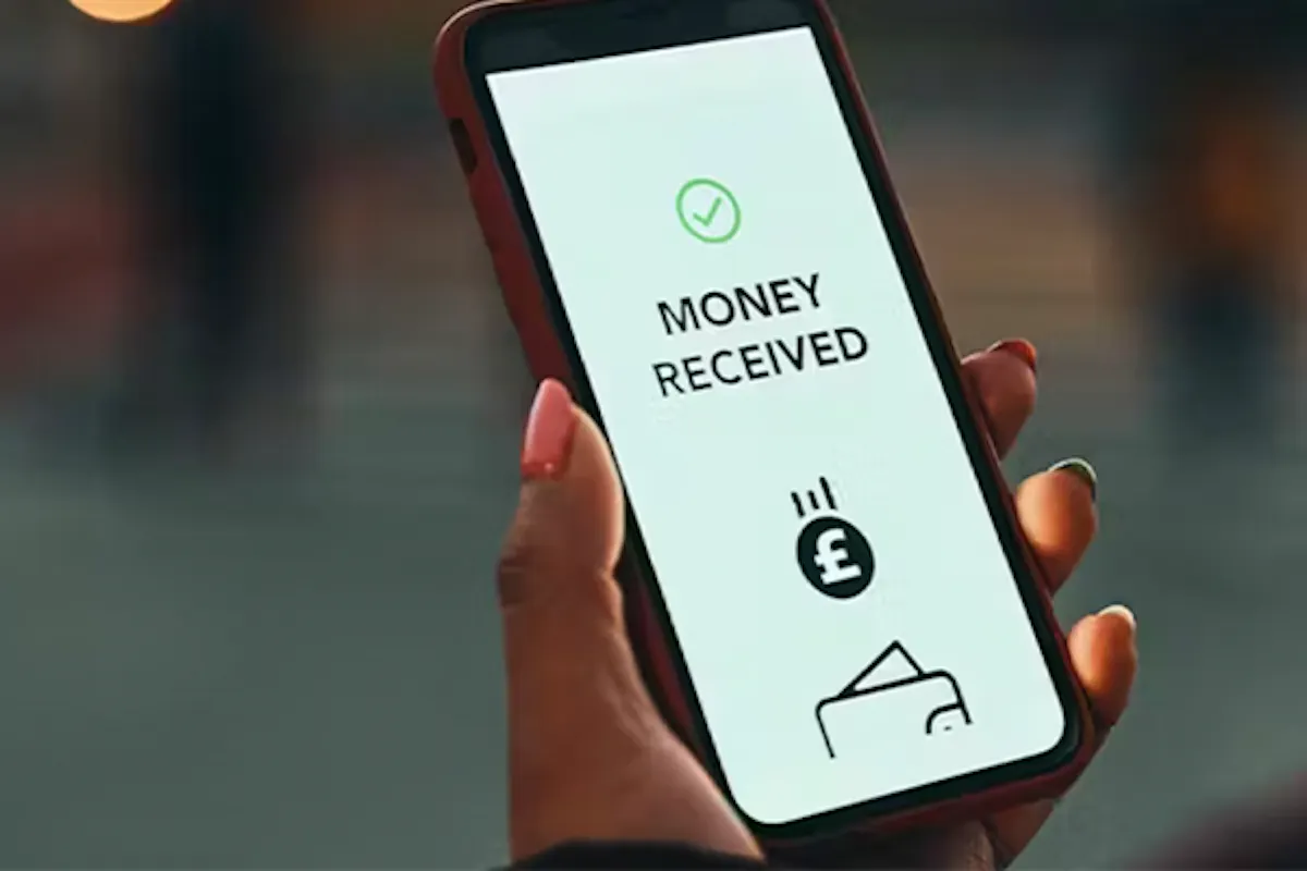 Mobile phone says 'money received'