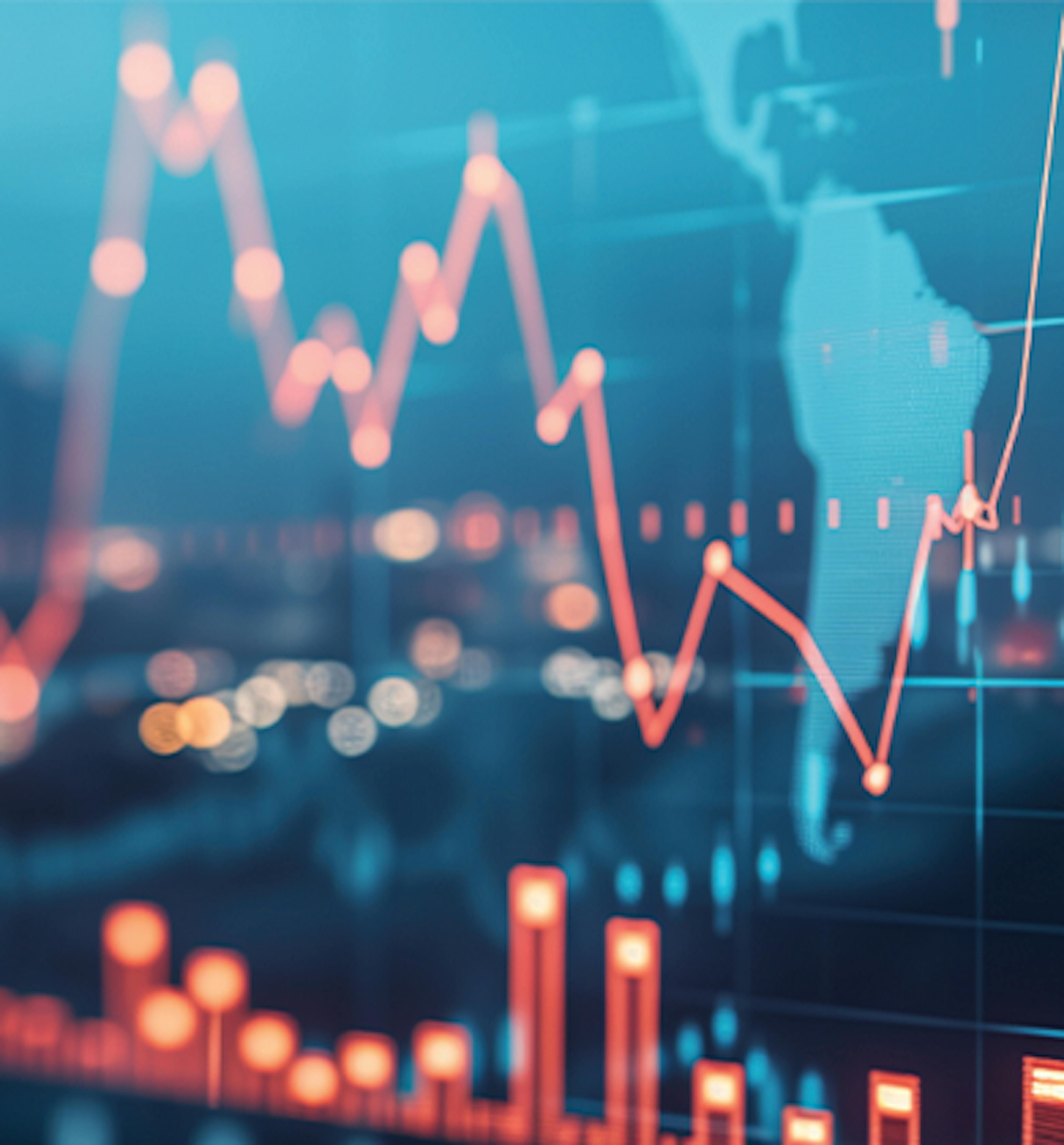 Financial forecasts against city backdrop