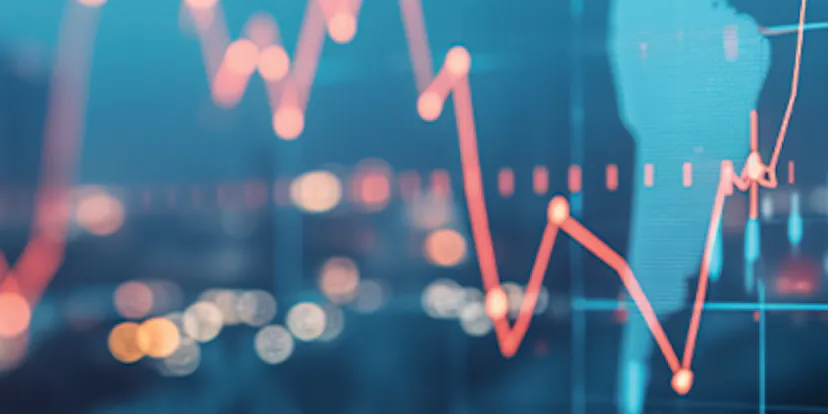 Financial forecasts against city backdrop