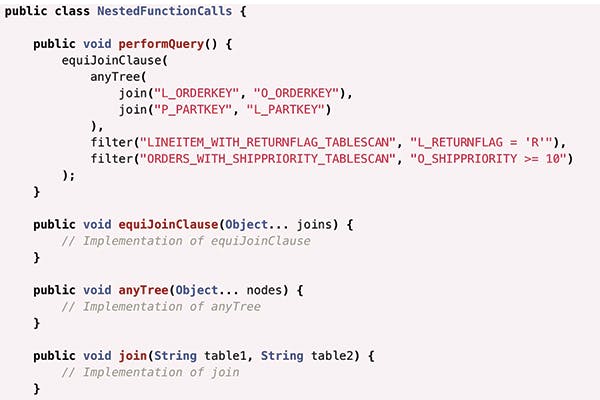 An example of a code snippet, taken from an AI-written Java file
