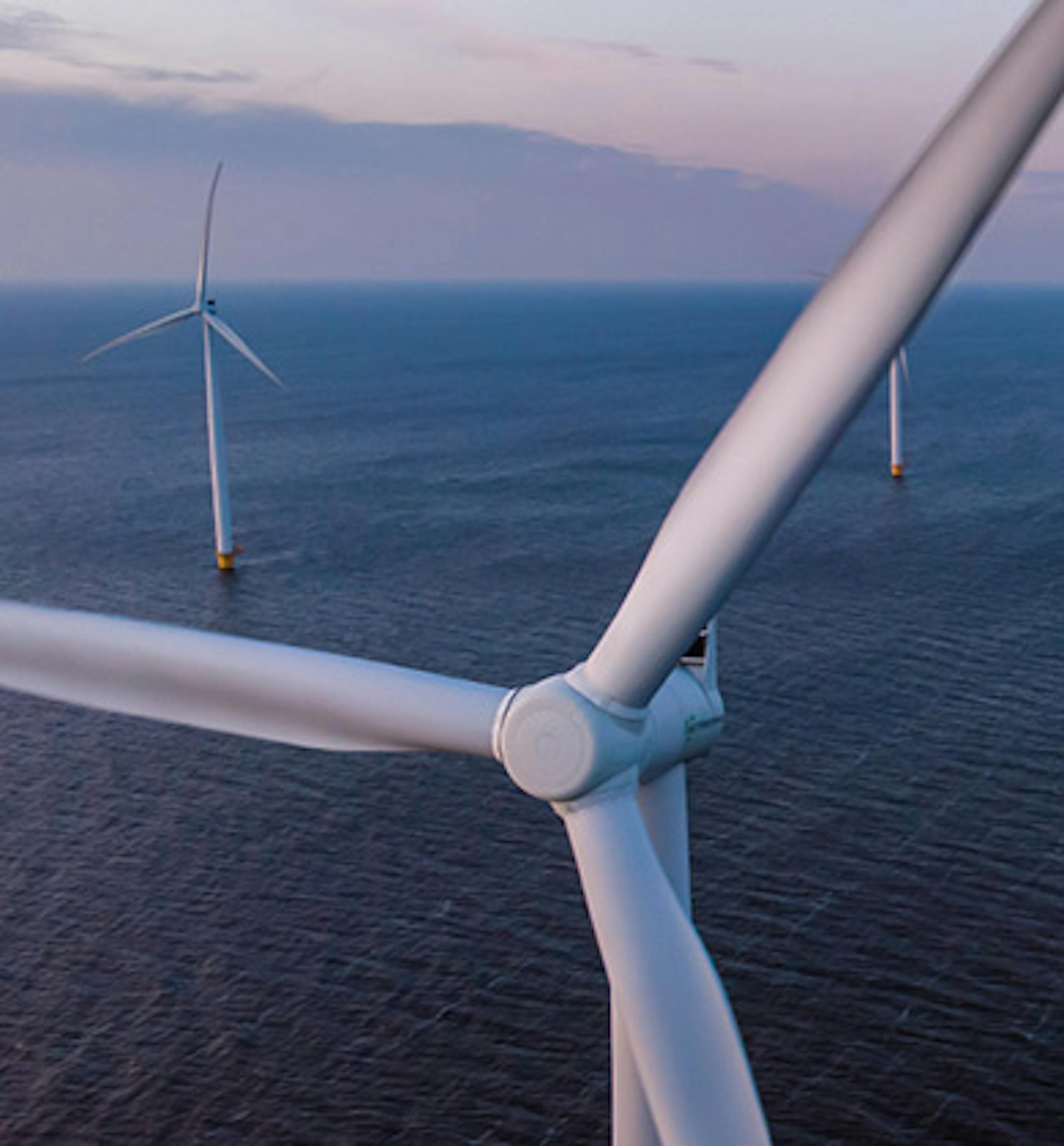 An array of offshore wind turbines