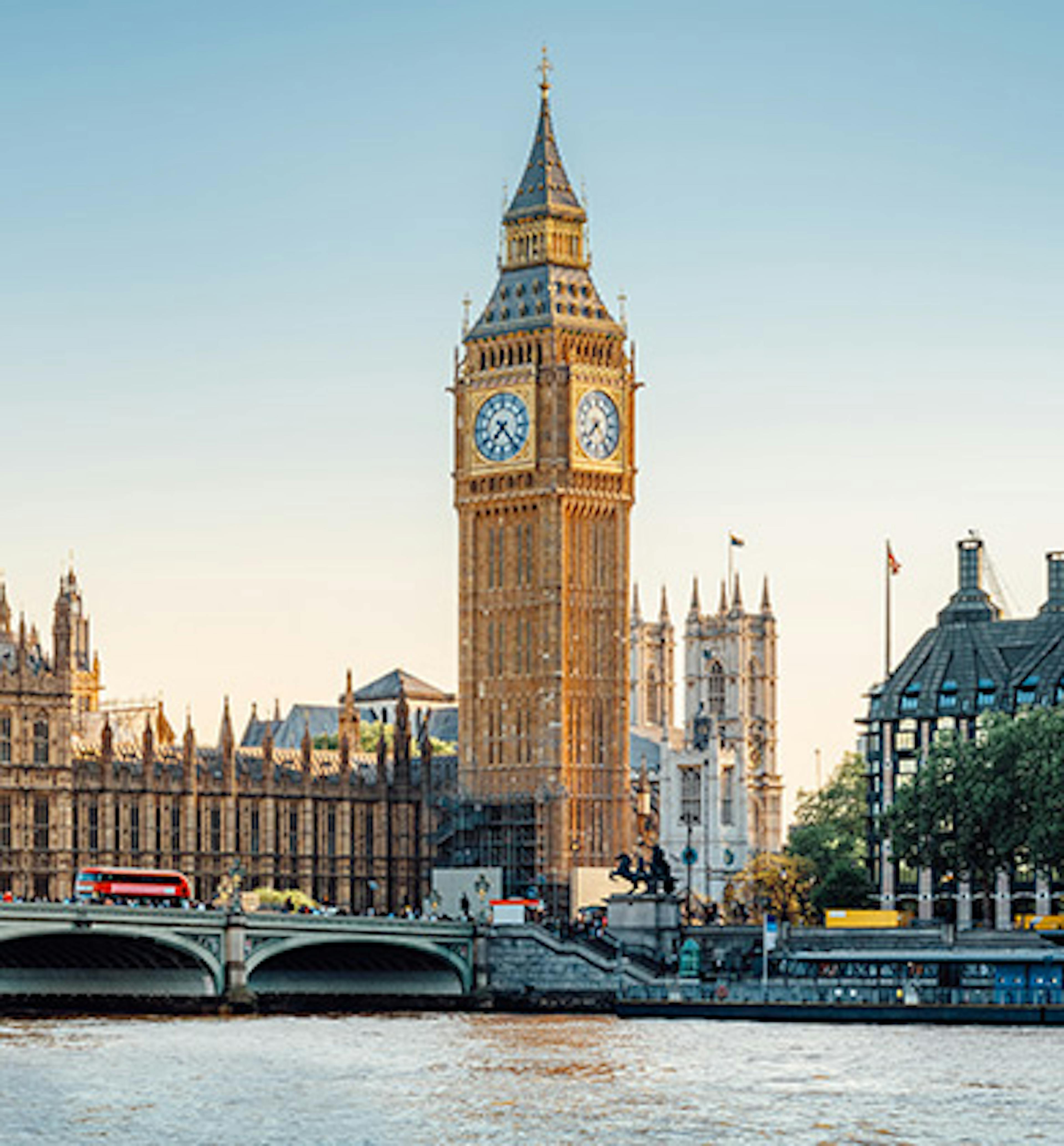 Looking across the River Thames at the Palace of Westminster