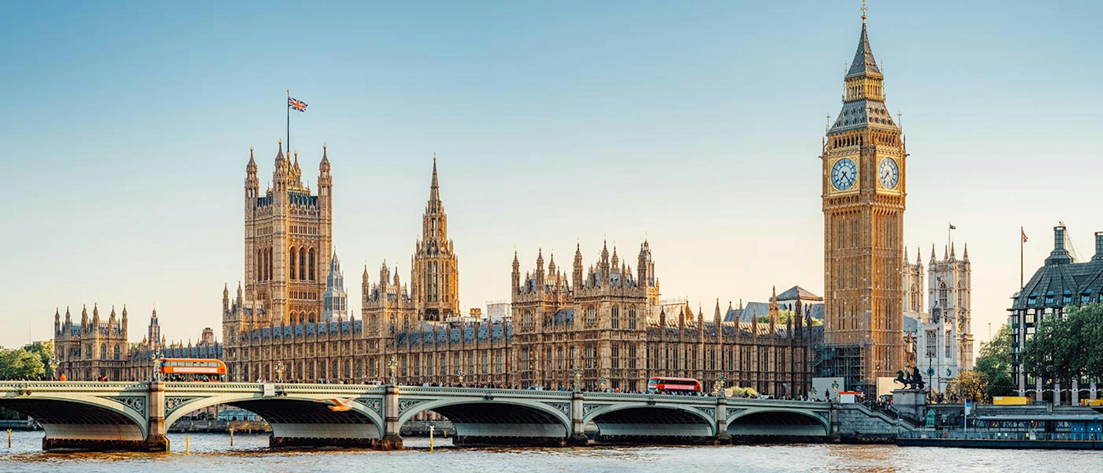 Looking across the River Thames at the Palace of Westminster