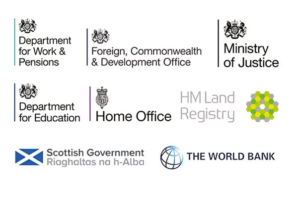 Logos of a range of government departments