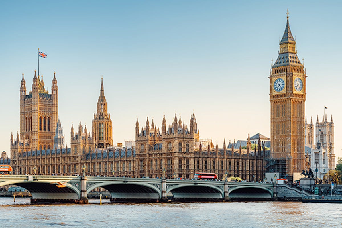 Looking across the River Thames at the Palace of Westminster