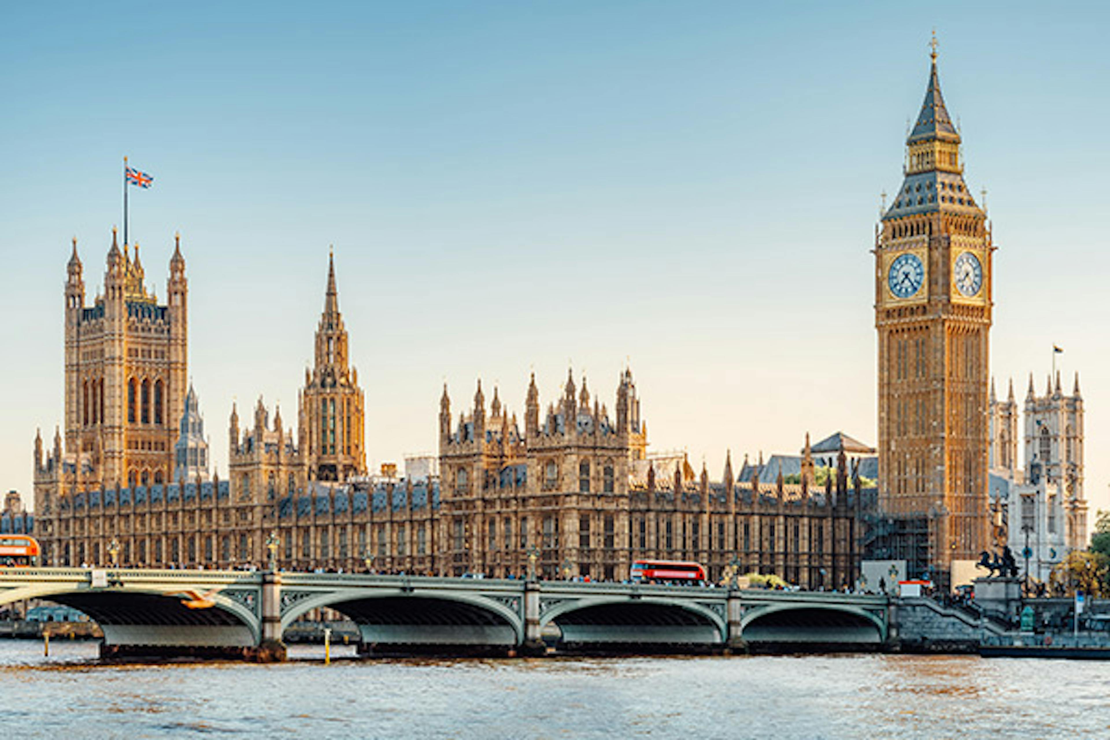 Looking across the River Thames at the Palace of Westminster