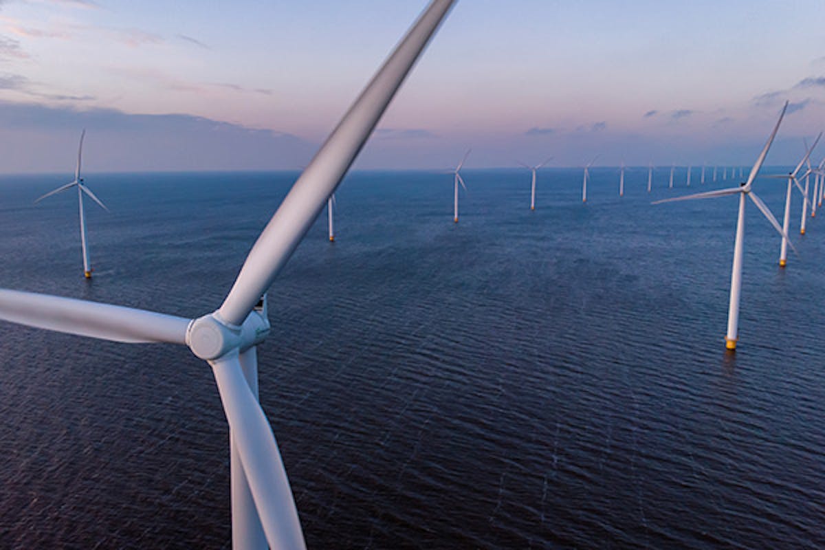 An array of offshore wind turbines