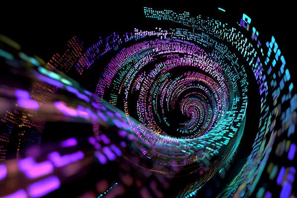 Illuminating the Power of Large Language Models: A Vibrant 3D Render Depicting Intelligent Information Flow