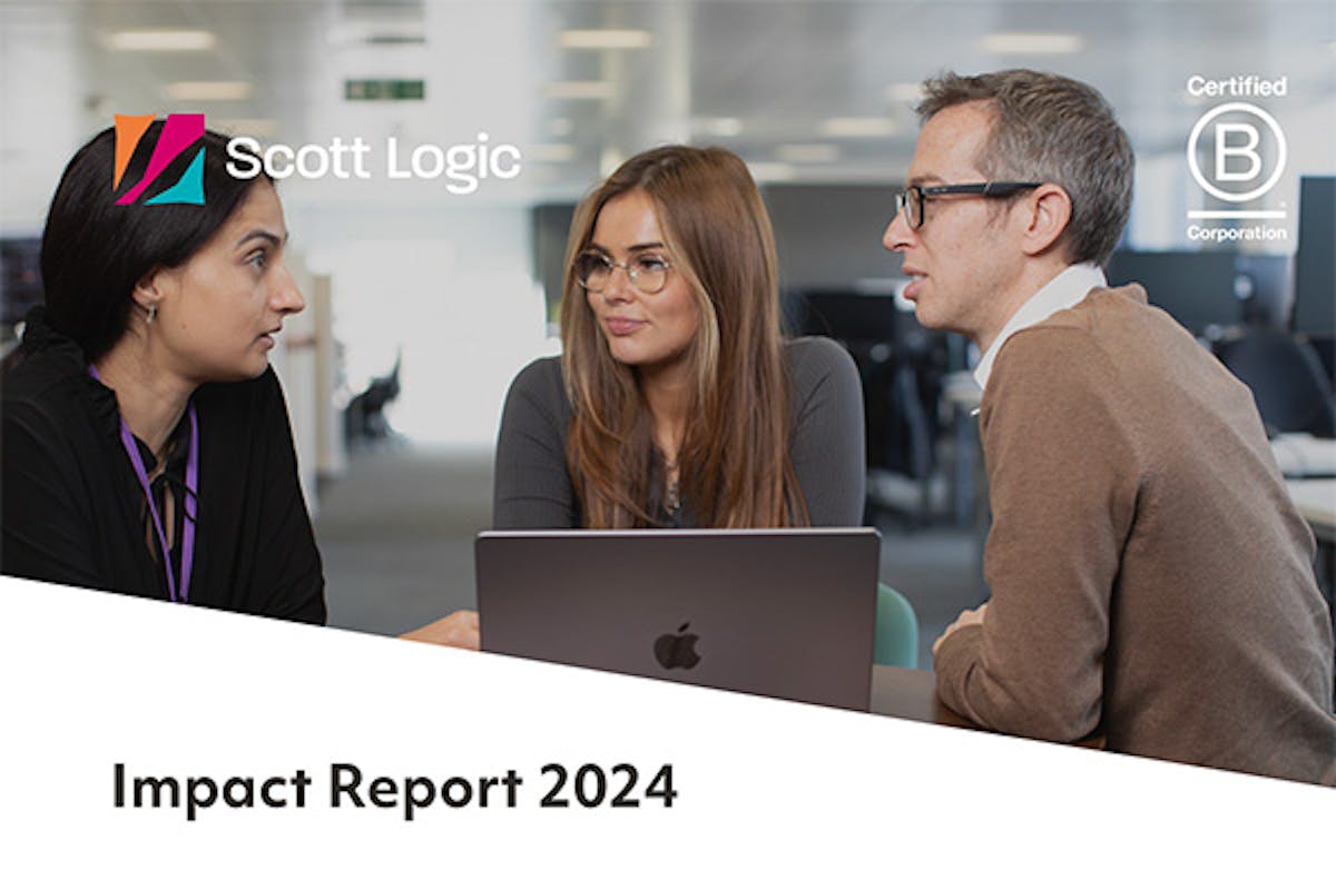 The front cover of Scott Logic's B Corp Impact Report 2024