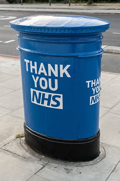 Thank You NHS written on blue post box