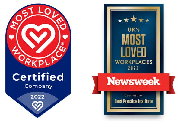 Most Loved Workplace logo and Newsweek UK's Most Loved Workplaces 2022 logo