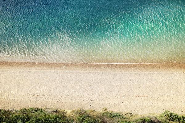 Arial view of a beach and the ocean
