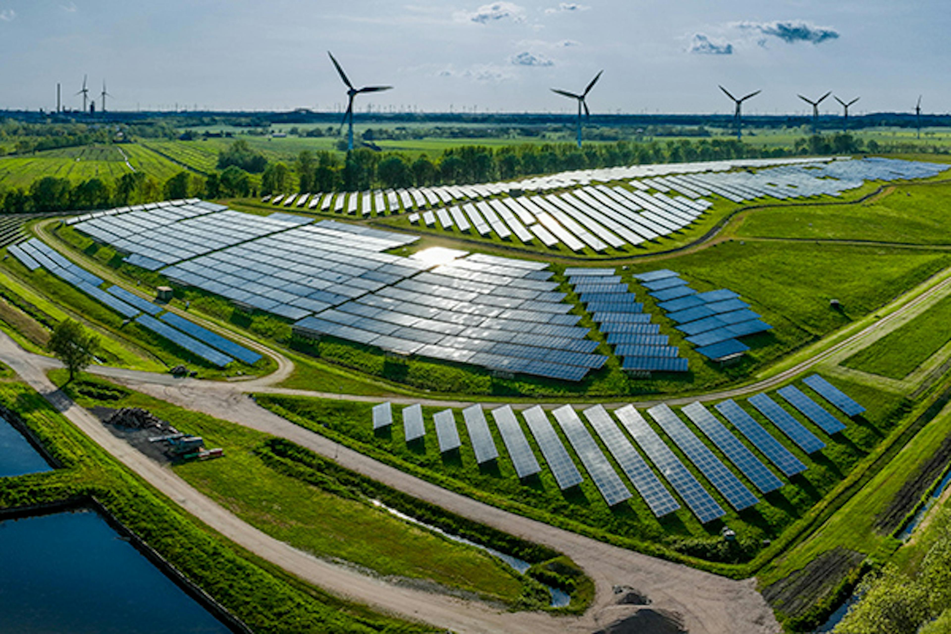 A solar and wind farm